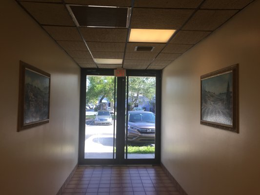 Front hallway and entrance doors