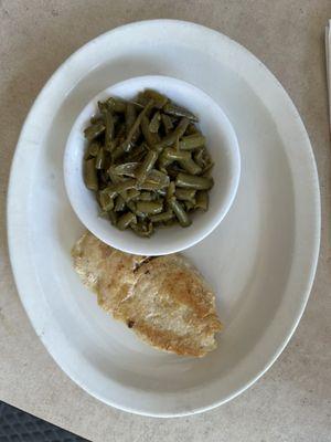 Grilled chicken platter with green beans (comes with 2 sides but I opted for the salad bar)