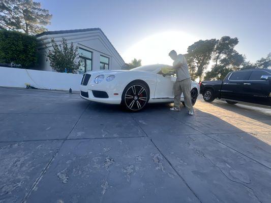 Ceramic coating completed on this Bentley and the pick up behind it