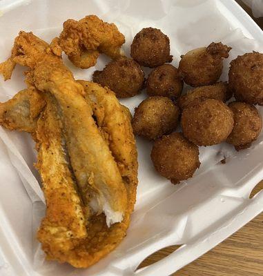 Whiting basket with hush puppies