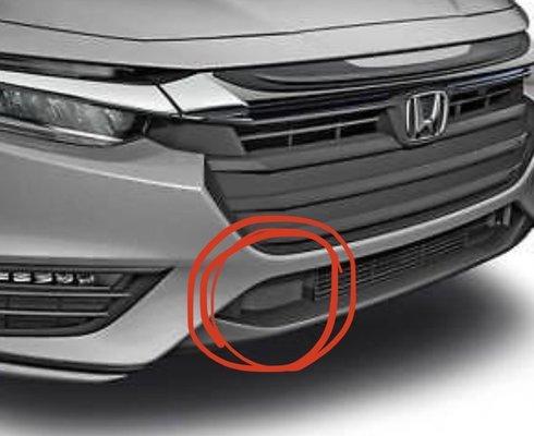 (Stock photo) This shows where that sensor is that is "damaged" but nothing else on the bumper has any damage.