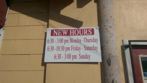 New Hours