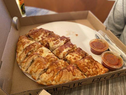 Large chicken parm calzone. Hardy! September 2020.