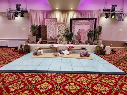 Bay Area Indian Wedding Decorations - Sangeet Decor at Aria Banquet Hall in Milpitas