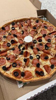 Create Your Own Pizza. Pepperoni and olives.