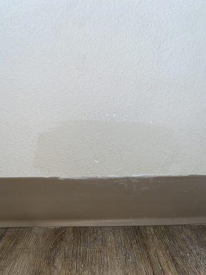 Mismatched wall repair. Does not blend in and darker paint