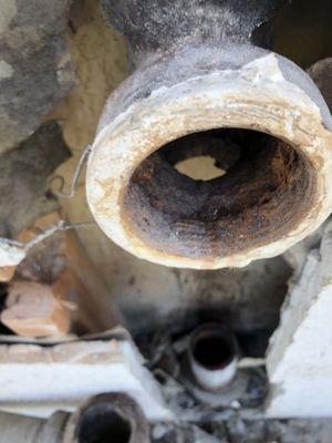 Corroded kitchen pipe