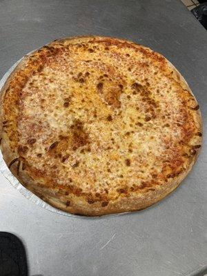 Cheese pizza ready for delivery