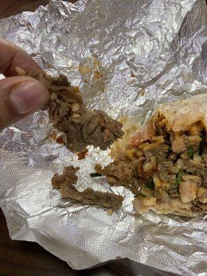 Azada meat they said  Azada burrito segun