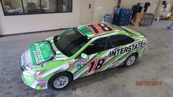 Our all new race car inspired Toyota Camry! Stop by any time to take a selfie with her!