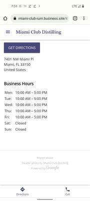 Hours (from website).