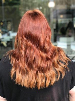 Christie kills it again! Red color melt to lighter ends.