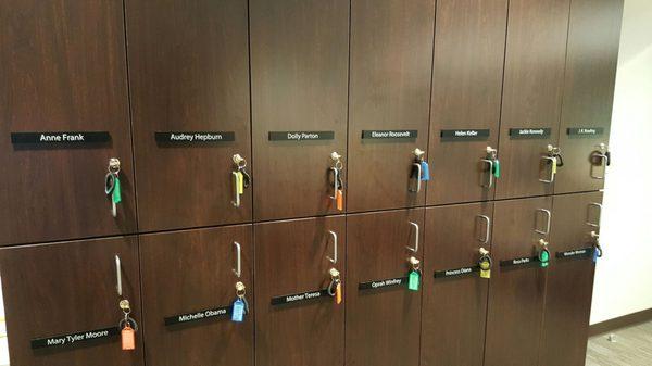 Lockers with Famous names. I got to be Dolly this time ;)