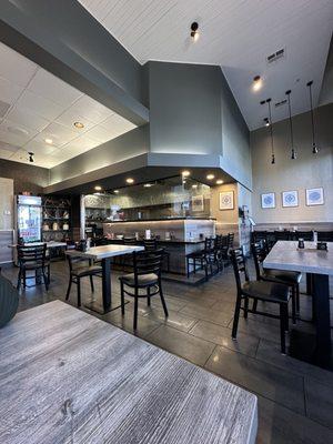 View of kitchen and restaurant seating