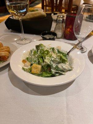 Excellent salad and wine