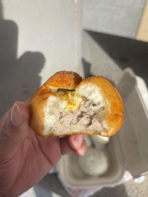 Fried bao with egg and pork