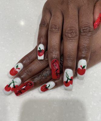 Love this fruit set by the nail arts done by Heather!