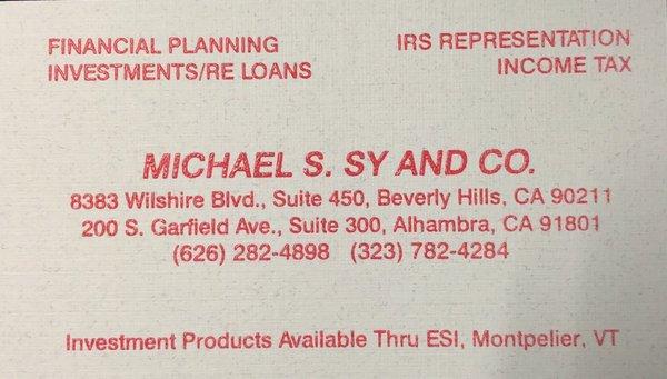 New Address: 200 S. Garfield, Suite 300, Alhambra, CA 91801