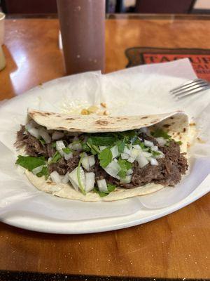 Barbacoa tacos are great here