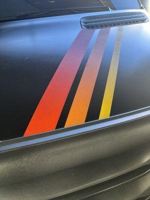 Custom strips on hood