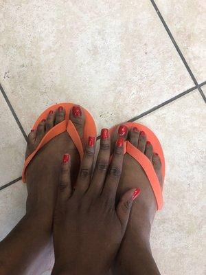 Gel manicure and gel pedicure