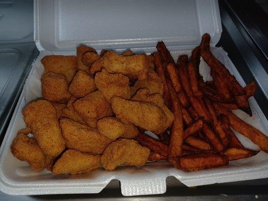 Catfish nuggets sweet potato  fries