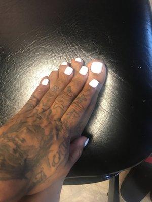 White nails and toes