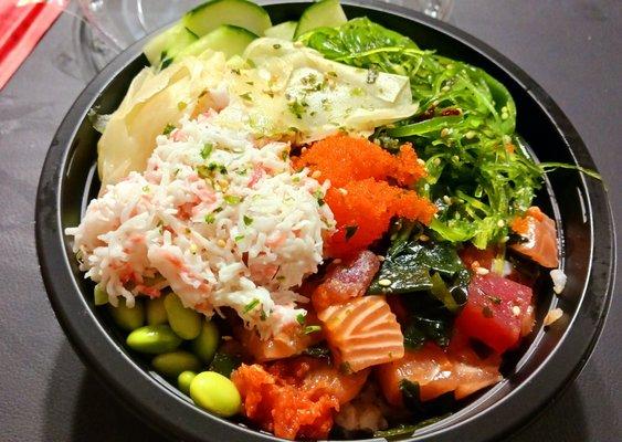 Regular bowl salmon ahi spicy tuna over brown rice