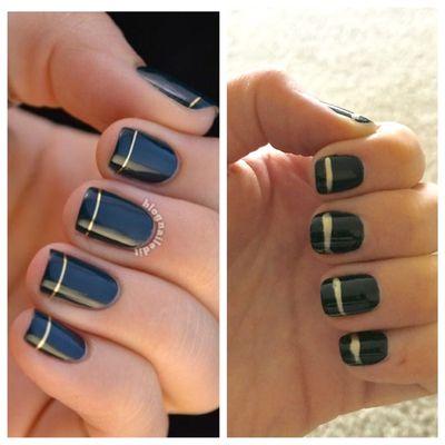 What I requested on the left the final manicure on the right...