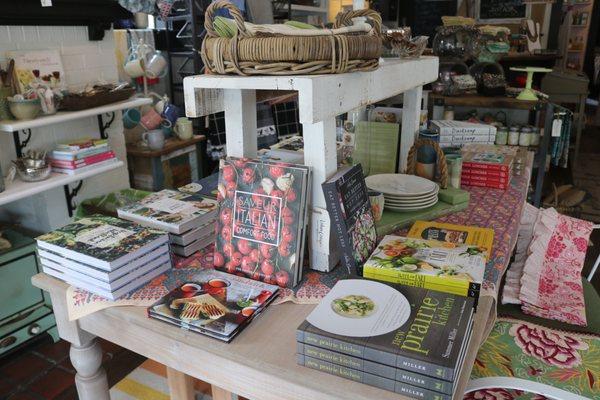 We have an amazing selection of cookbooks featuring different cuisines, restrictions, cocktails, etc.