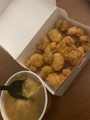 Popcorn Shrimp and Mashed Potatoes with gravy!