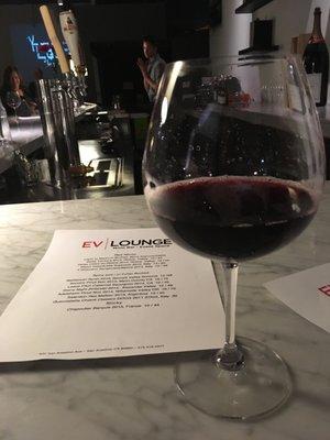 Glass of red wine from EV Haus