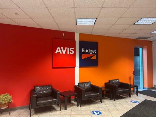 Avis and Budget Car Rental Sign