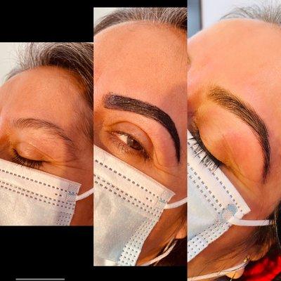 Brow threading and tinting before/after