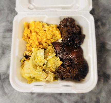 Jerk Chicken Fried Cabbage w/ Mac & Cheese