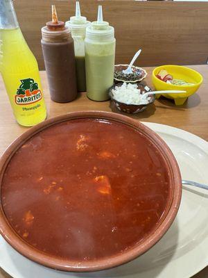 Menudo and condiments