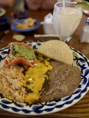 Enchilada, taco combo dish