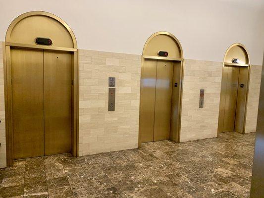 These are the main elevators in the lobby. The parking garage while attached has separate elevators to access the lobby.