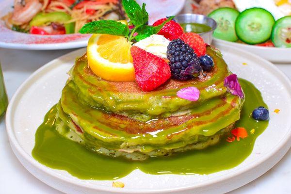 MATCHA BUTTERMILK PANCAKE ( BRUNCH)