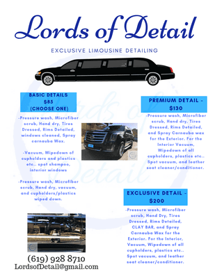 Limousine Detailing Pricing Sheet