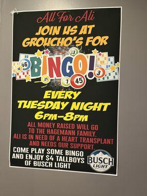 Bingo Tuesdays 6-8pm