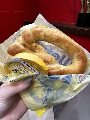 Cheese with plan pretzel