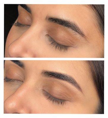 Eyerbrow transformation - eyebrow threading before and after.