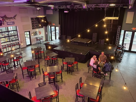 View of the stage from the upstairs balcony.