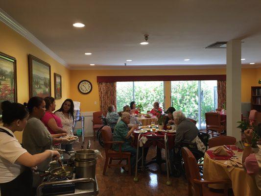 Omelet station during family brunch