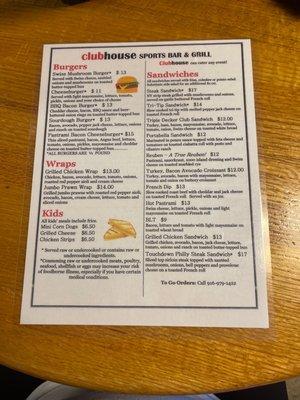 Updated menu