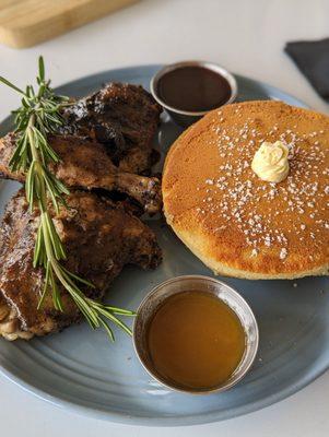 Jerk chicken and pancakes