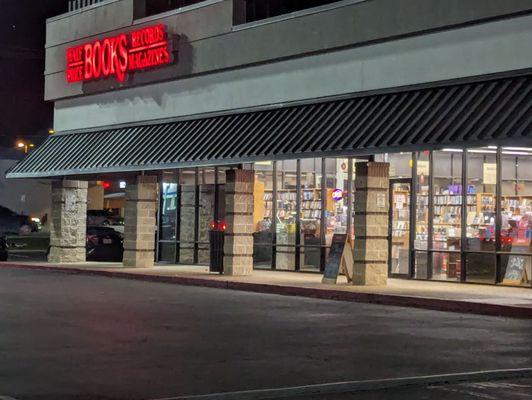 Half priced books store front.  The side has another door for selling items.