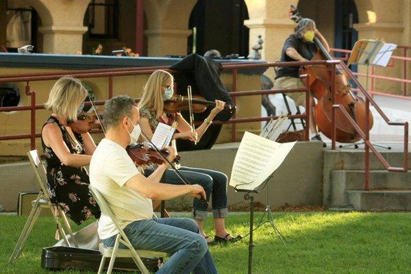 Rehearsing in the time of coronavirus! The Reno Chamber Orchestra, summer 2020.