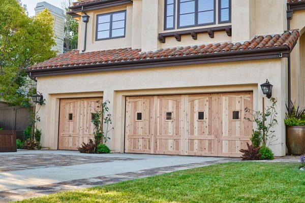 Unfinished Mediterranean Garage Doors with Select Tight Knot Cedar